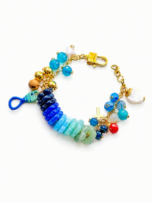 Pulsera Vida de Jesús fucsia azul - Sara´s accesorios