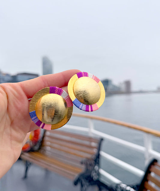 Aretes Amazonia Maxi Algodon de Azucar - Sara´s accesorios