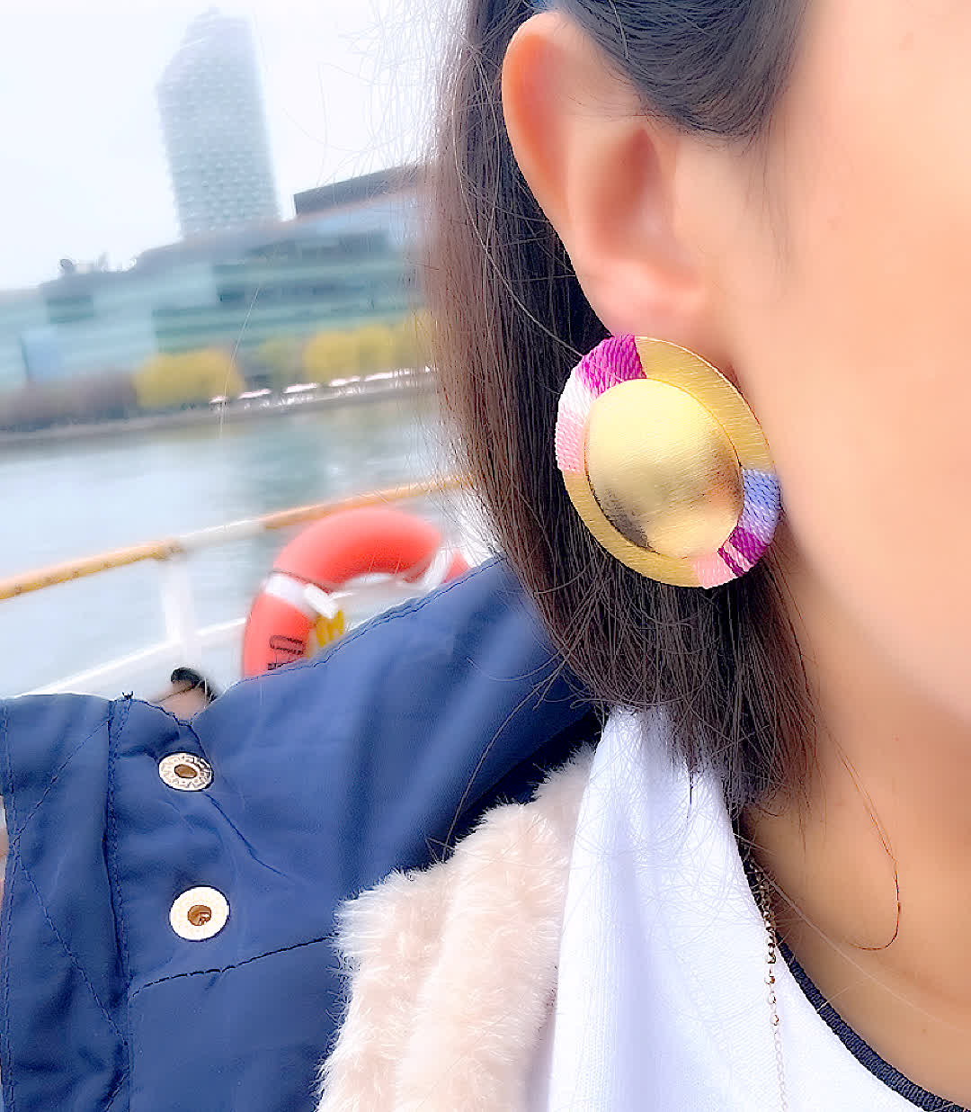 Aretes Amazonia Maxi Algodon de Azucar - Sara´s accesorios