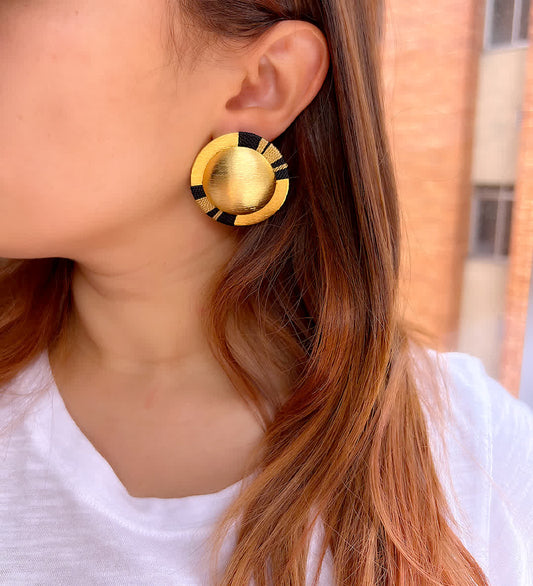 Aretes Amazonia Maxi Golden - Sara´s accesorios