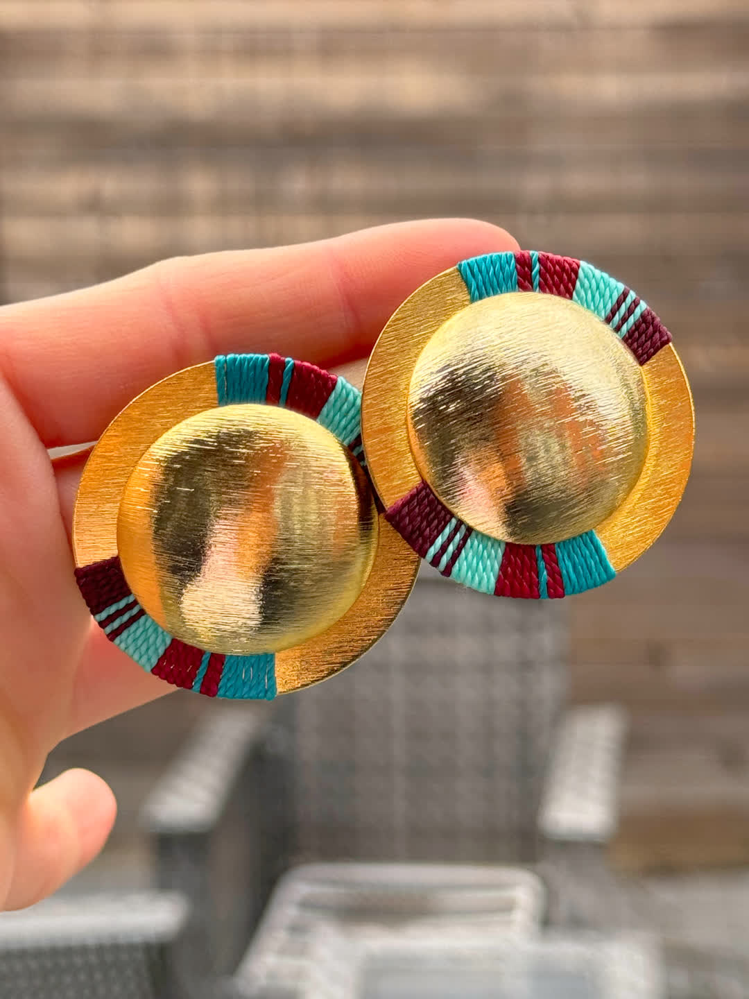 Aretes Amazonia Maxi Vino Celeste - Sara´s accesorios