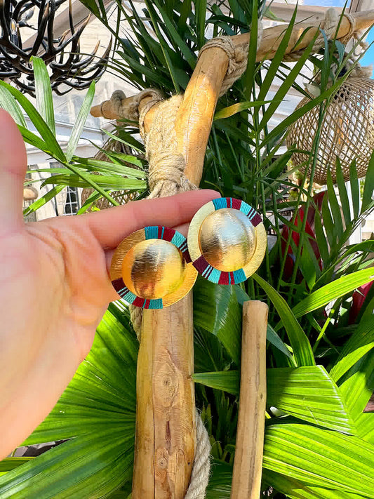 Aretes Amazonia Maxi Vino Celeste - Sara´s accesorios