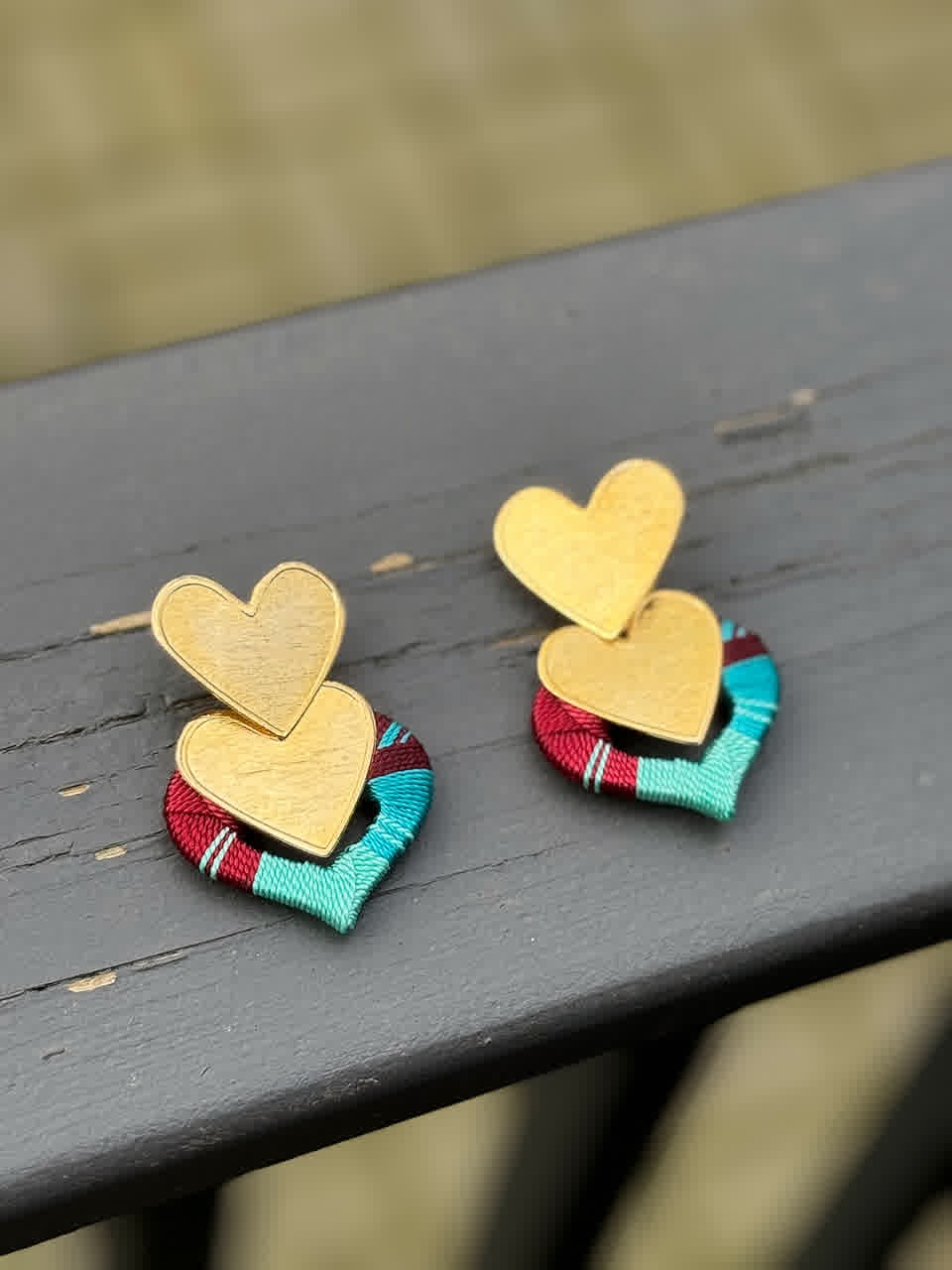 Aretes Caribe Cascada Corazon Vino Celeste