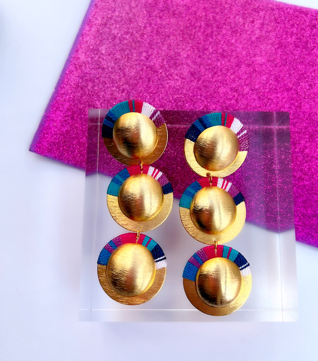 Aretes Amazonia Cascada Maxi Azul Radiante - Sara´s accesorios