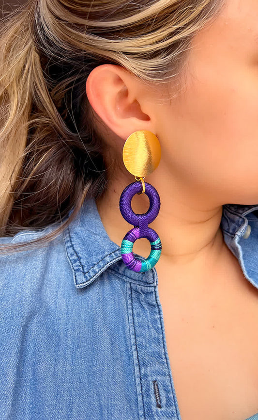 Aretes Praga Hera Morado Celeste - Sara´s accesorios