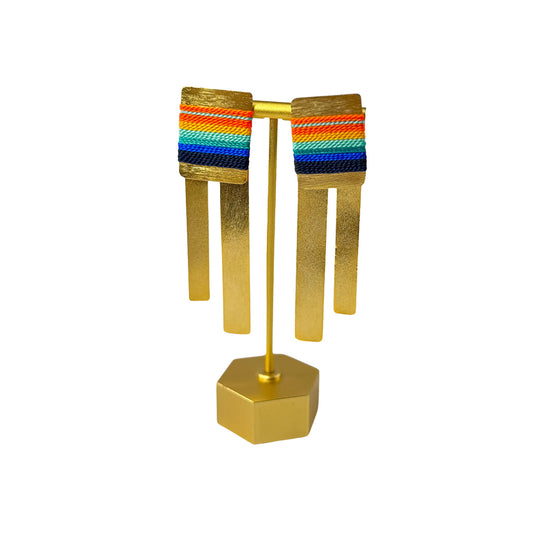 Aretes Amazonia Parana Glam Naranja Azul - Sara´s accesorios