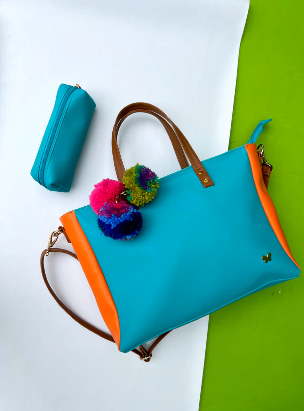 Bolso Isabel turquesa naranja - Sara´s accesorios