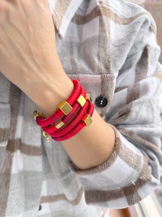 Brazalete Orion degrade de Rojos - Sara´s accesorios