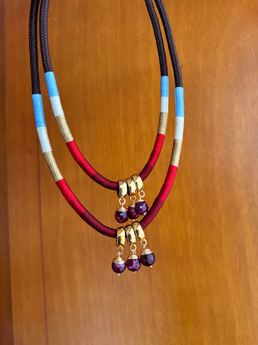 Collar Amazonia Doble Piedras Granate - Sara´s accesorios