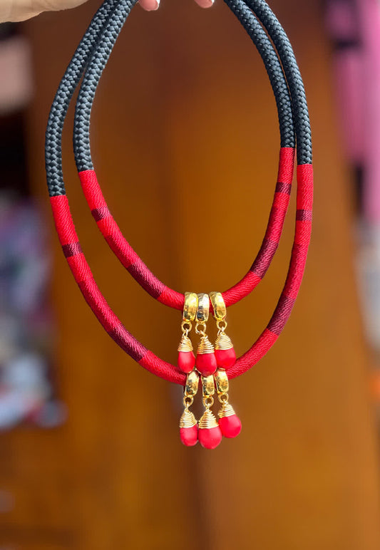 Collar Amazonia Doble Piedras Rojos - Sara´s accesorios