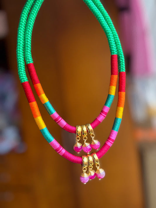 Collar Amazonia Doble Piedras Sandia - Sara´s accesorios