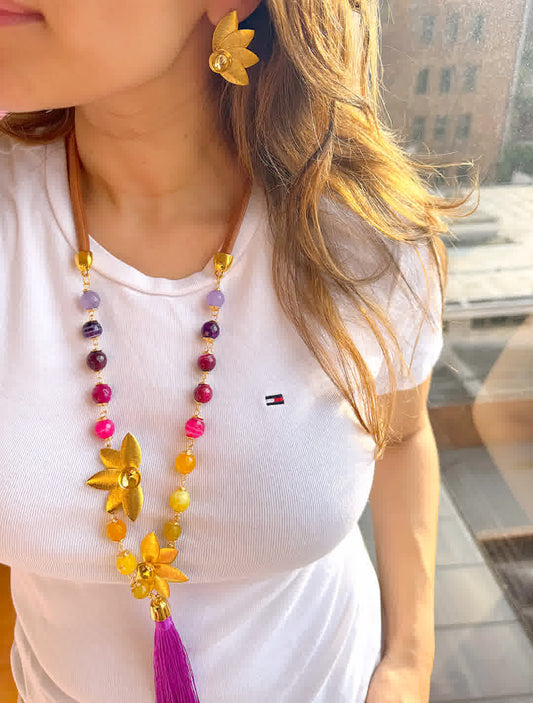 Collar Caño Cristales Maracuya - Sara´s accesorios