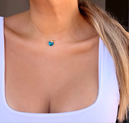 Collar Marroqui Invisibles Corazon Azul Oscuro