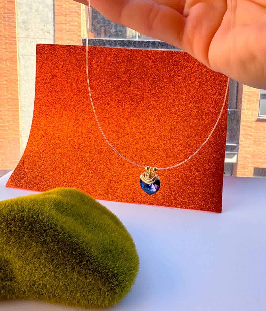 Collar Marroqui Invisibles Corazon Azul cobalto