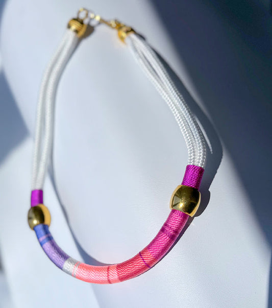 Collar Blue Placa Entorchada Algodon de Azucar