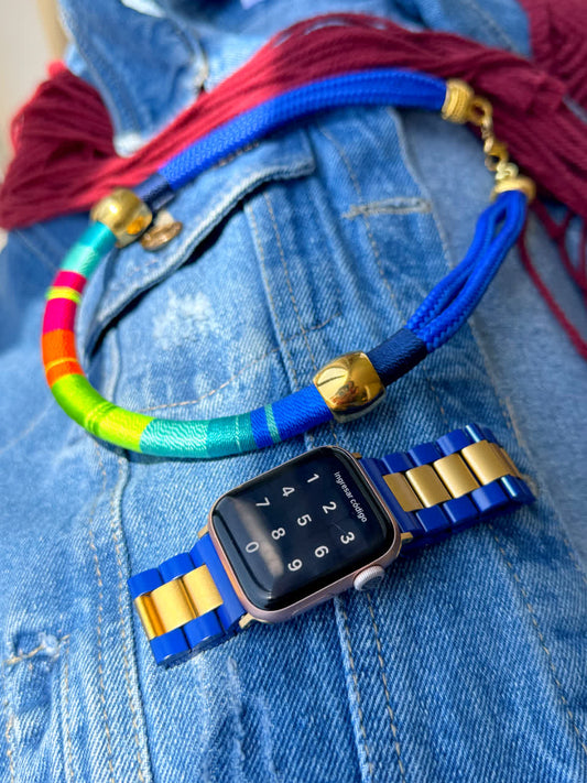 Collar Blue Placa Entorchada Multicolor