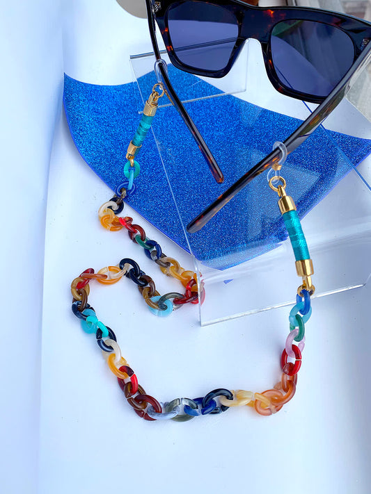 Cuelga Gafas Chain mix turquesa - Sara´s accesorios