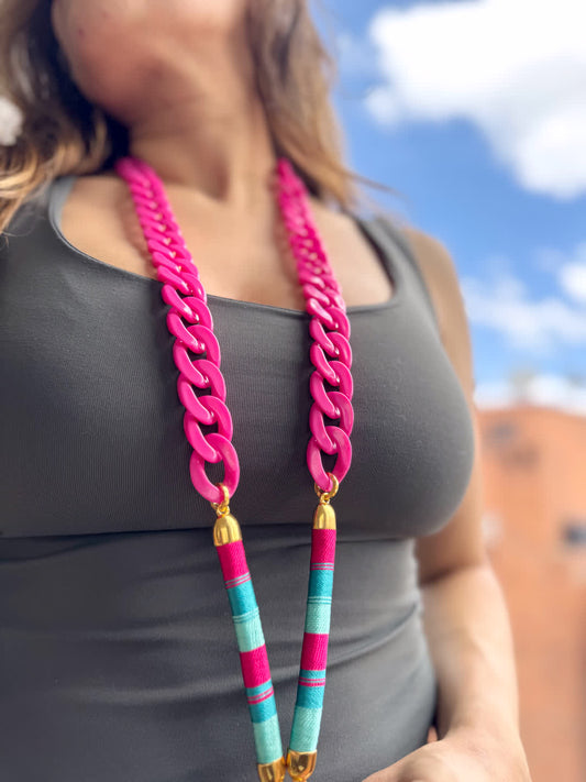 Porta Celular Maxi Fucsia Turquesa - Sara´s accesorios