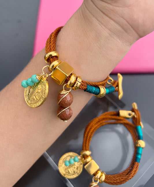 Pulsera Amuleto café palma de cera - Sara´s accesorios