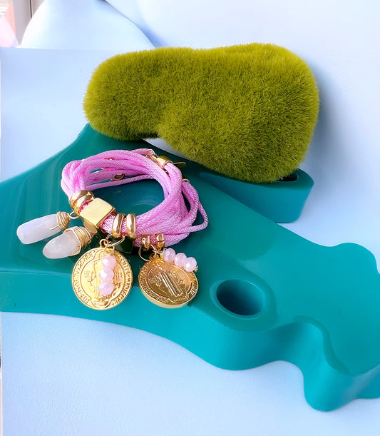 Pulsera Amuleto Rosa Cuarzo - Sara´s accesorios