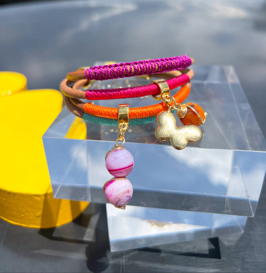 Mini Brazalete Cuero Crudo Fresa - Sara´s accesorios