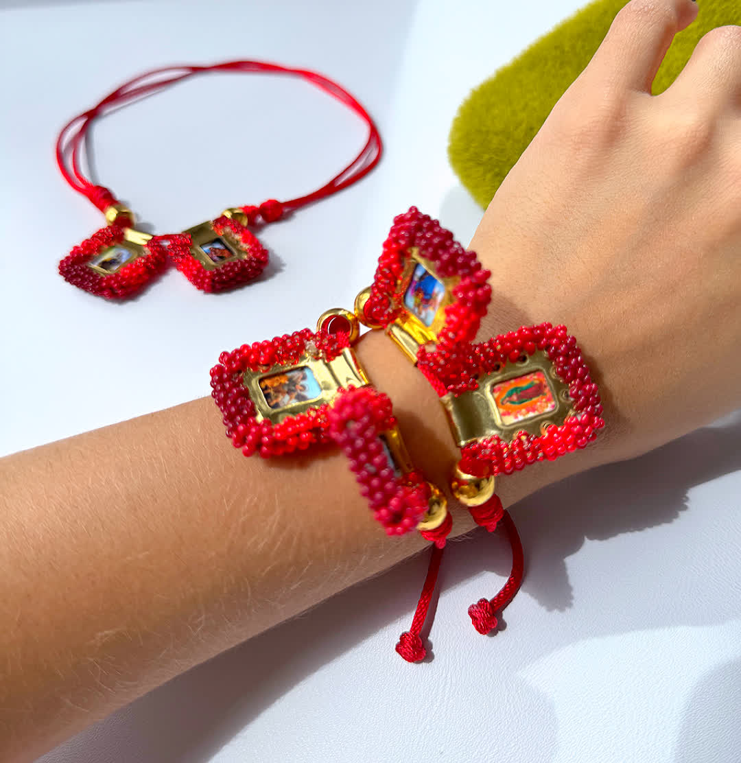 Pulsera Cordon Escapulario Glam Midi Rojo