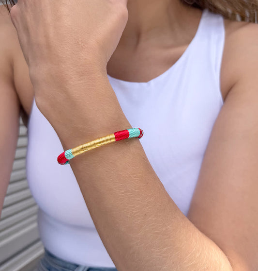 Pulsera Bahamas rojo turquesa