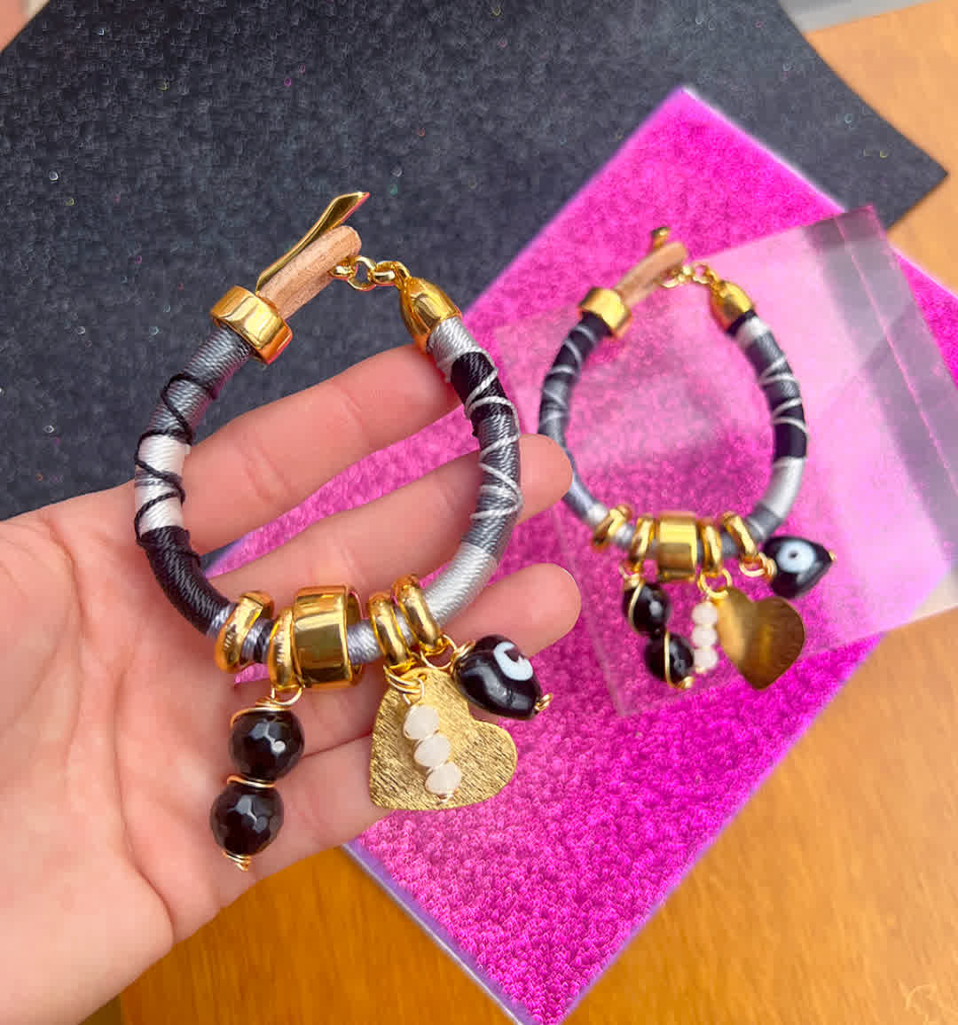 Pulsera Marroqui Caramelo Blanco y Negro