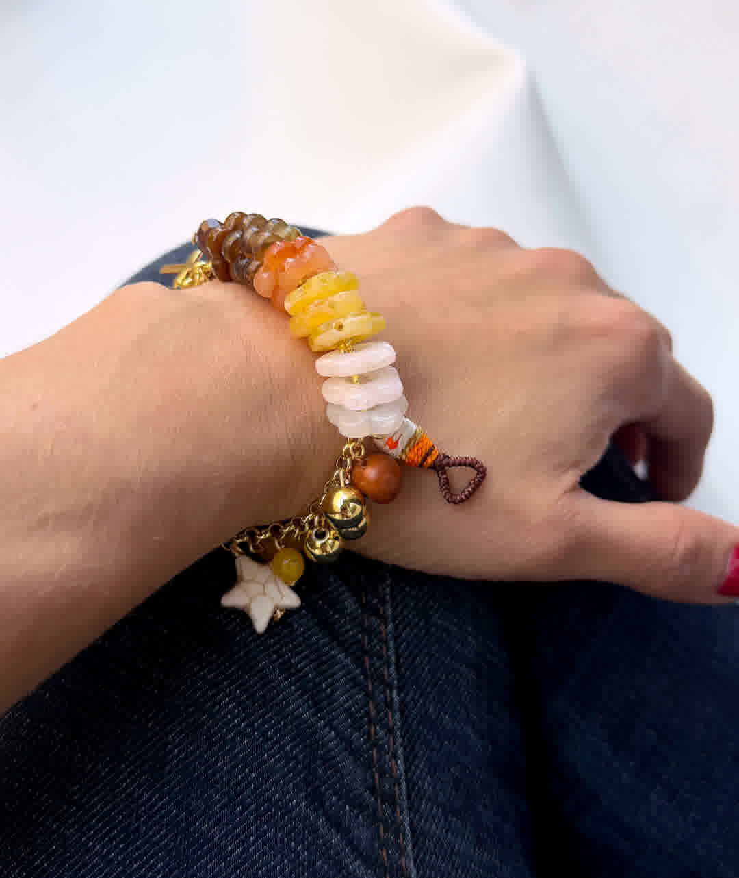 Pulsera Vida de Jesús fucsia café
