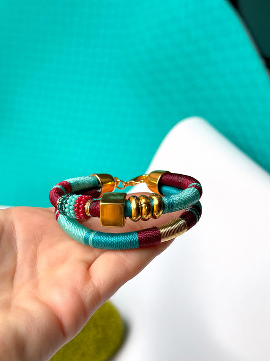 Pulsera Caribe Tortuga Vino Celeste - Sara´s accesorios