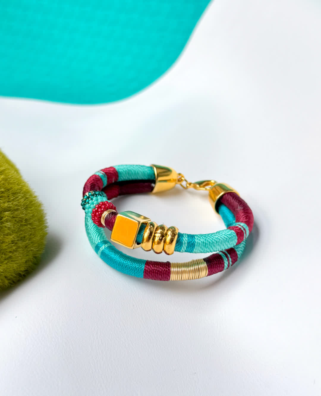Pulsera Caribe Tortuga Vino Celeste - Sara´s accesorios