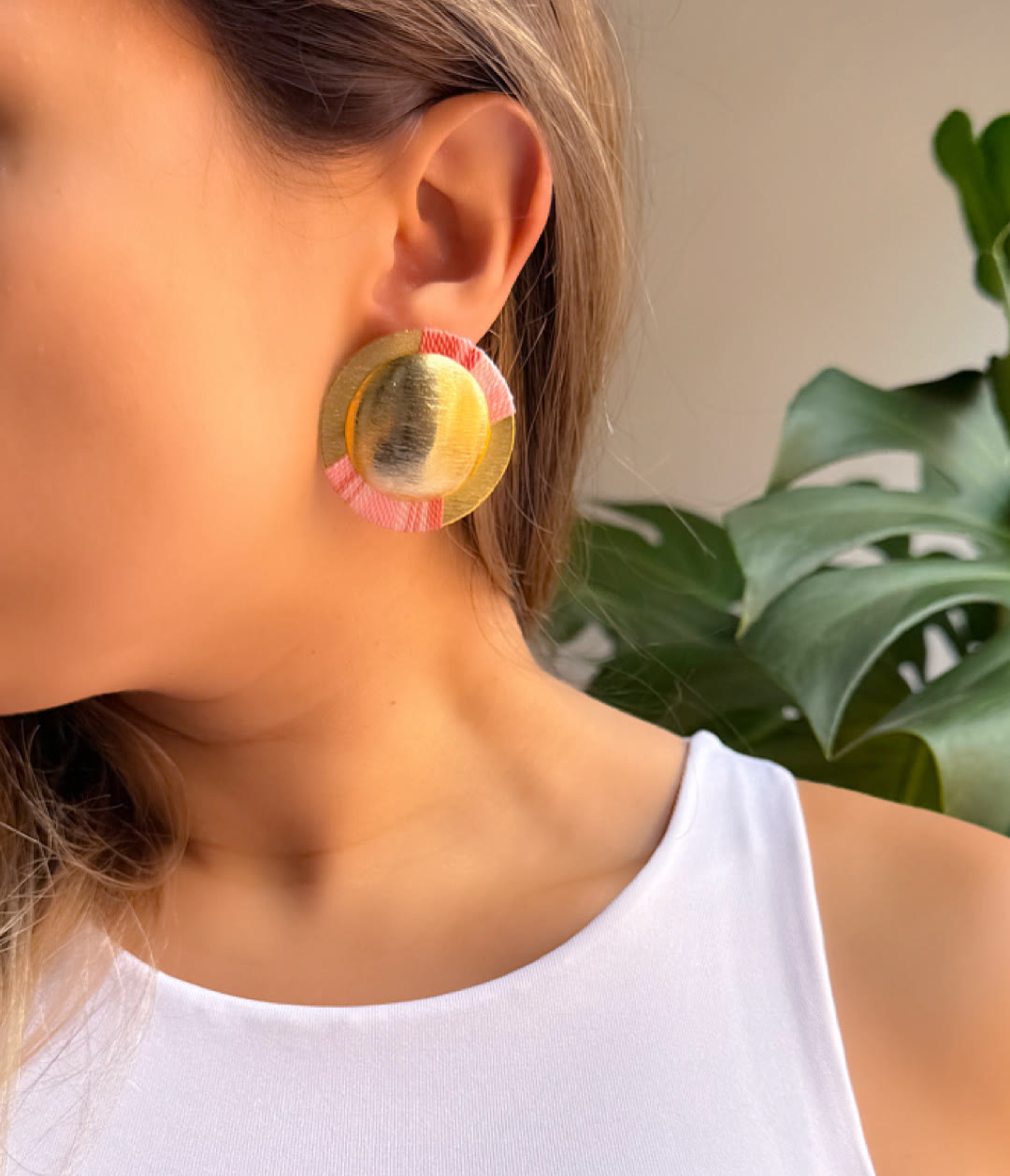 Aretes Amazonia Maxi Desgrade Rosado - Sara´s accesorios