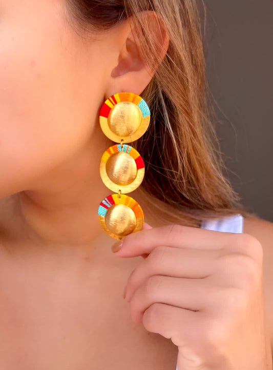 Aretes Amazonia Cascada Maxi Sol - Sara´s accesorios