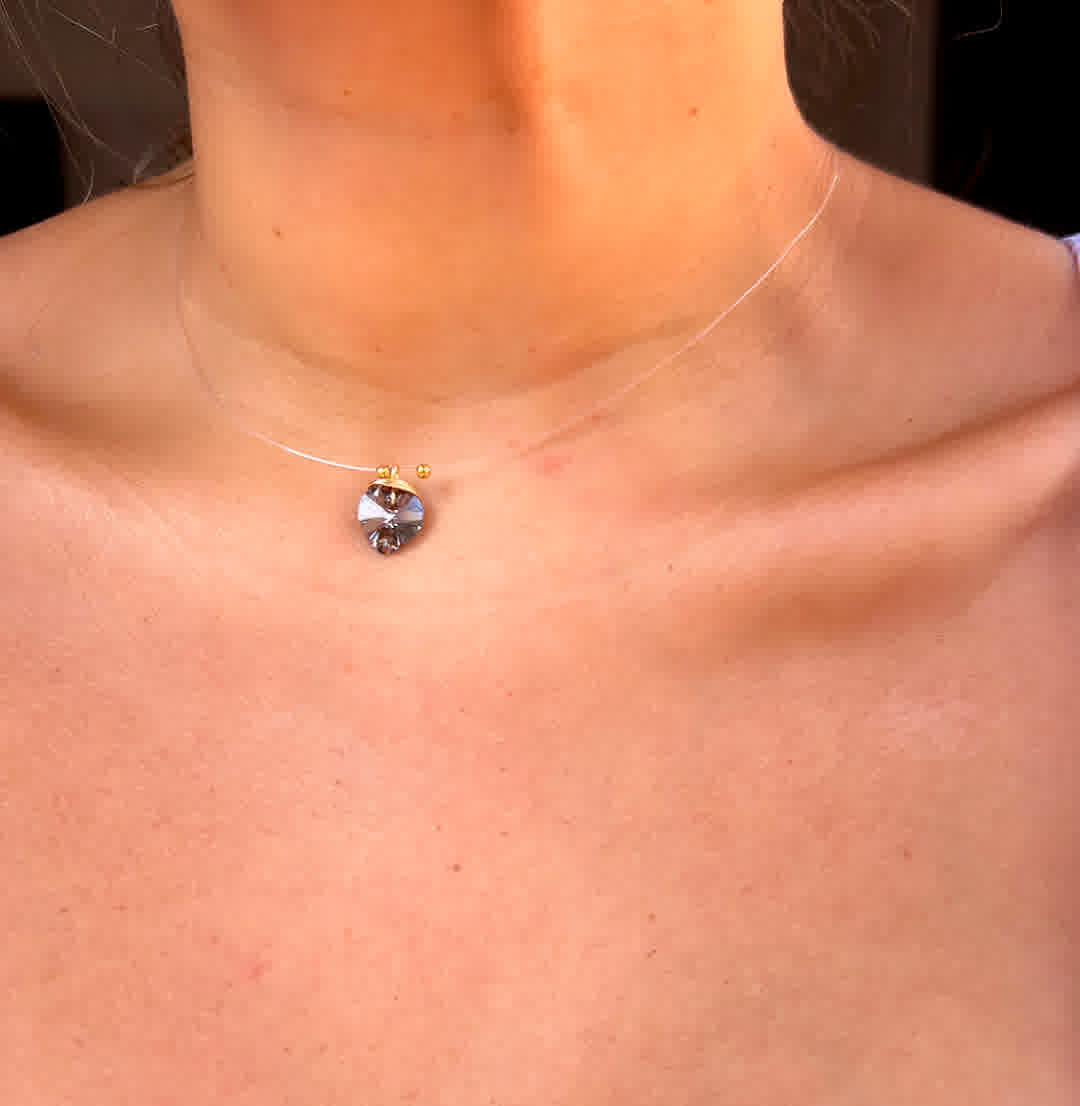 Collar Marroqui Invisibles Corazon Gris Oscuro