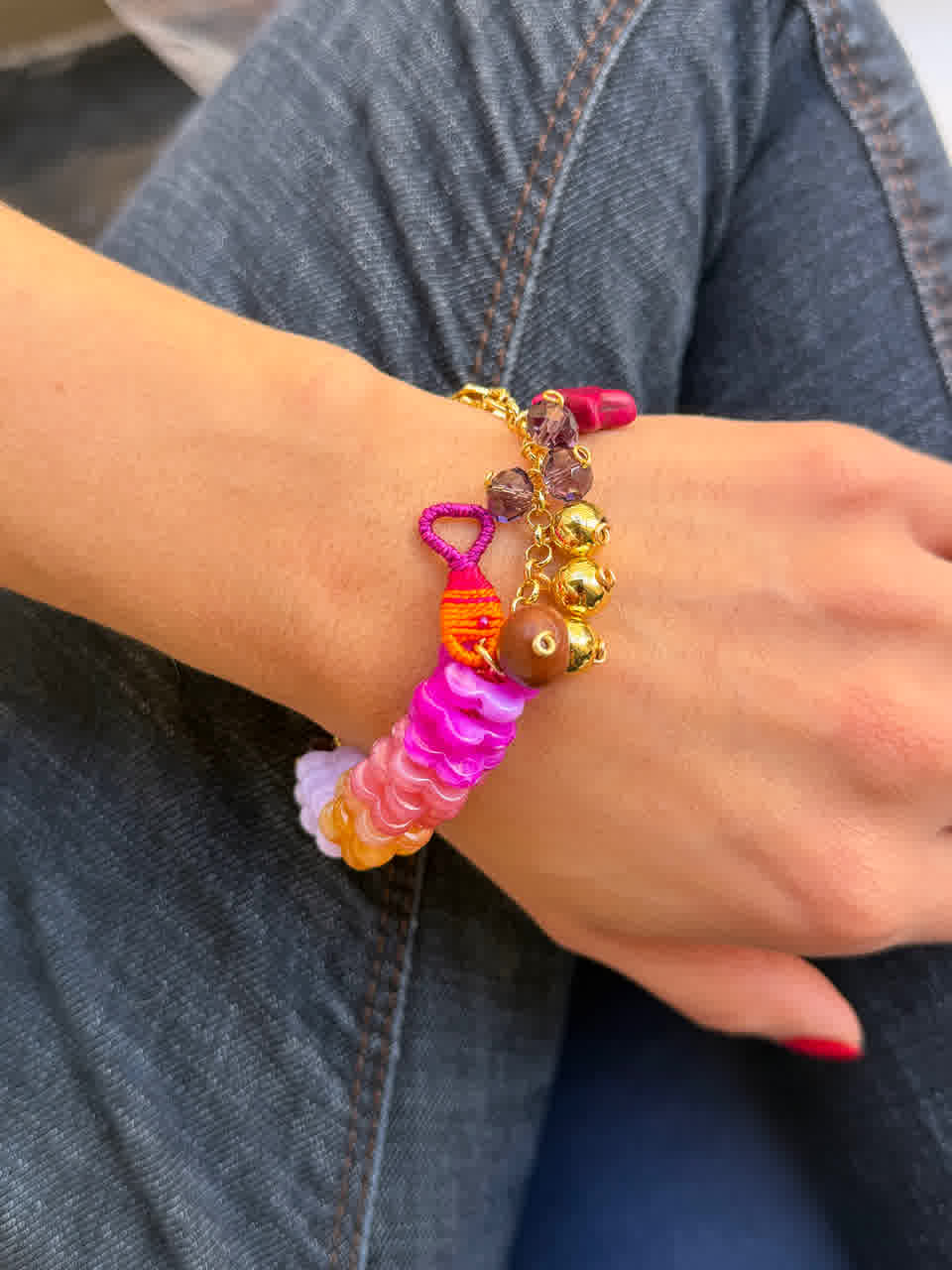 Pulsera Vida de Jesús fucsia
