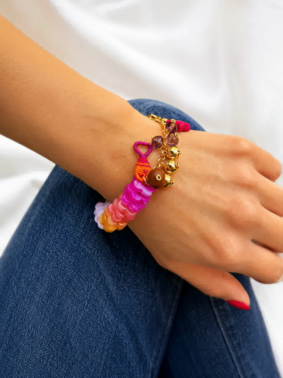Pulsera Vida de Jesús fucsia