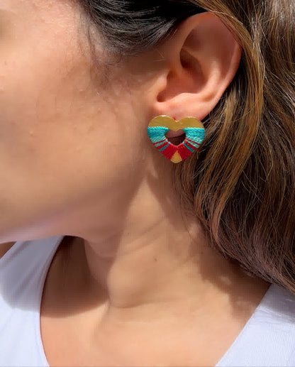 Aretes Praga Afrodita Corazon rojo turquesa