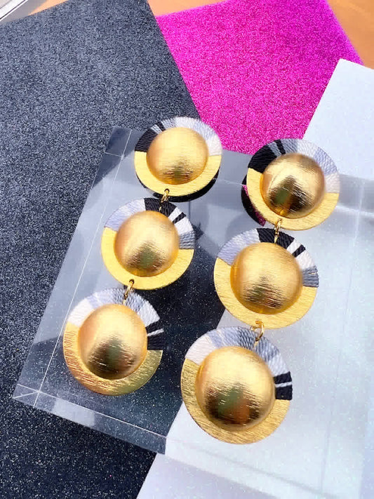 Aretes Amazonia Cascada Maxi Blanco Negro