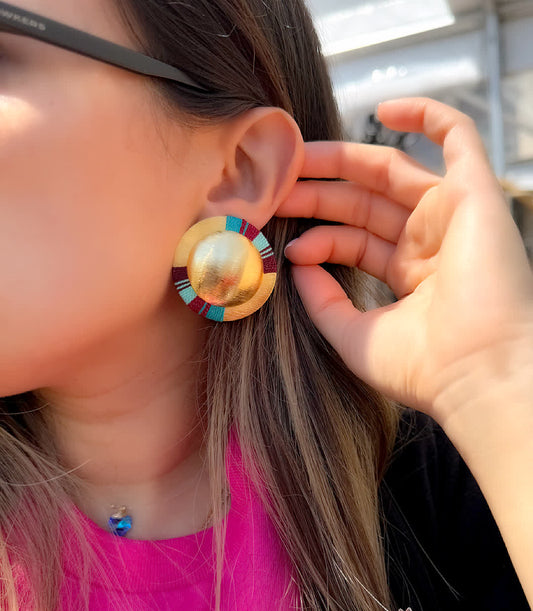 Aretes Amazonia Maxi Vino Celeste - Sara´s accesorios