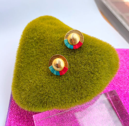 Aretes Topo Amazonia mini rojo turquesa - Sara´s accesorios