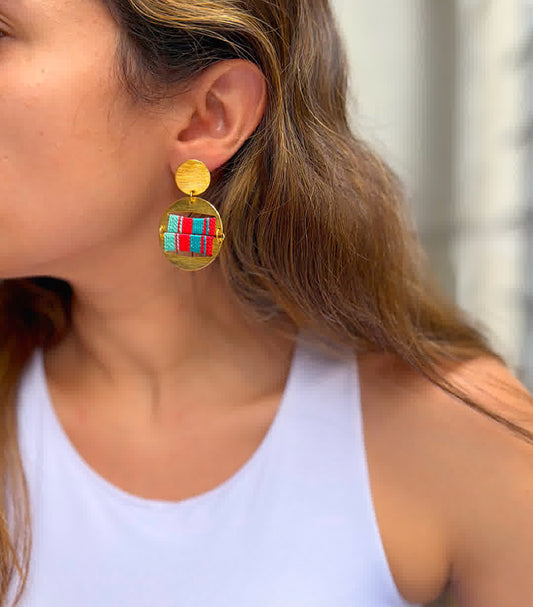 Aretes Praga Barbados rojo turquesa