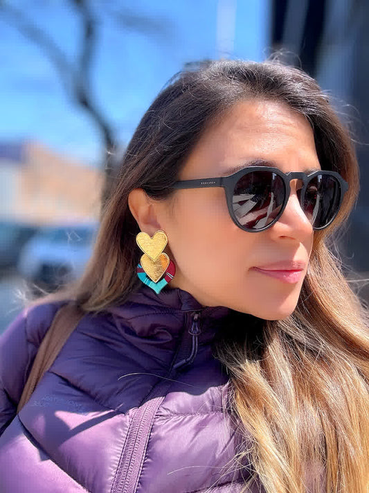 Aretes Caribe Cascada Corazon Vino Celeste