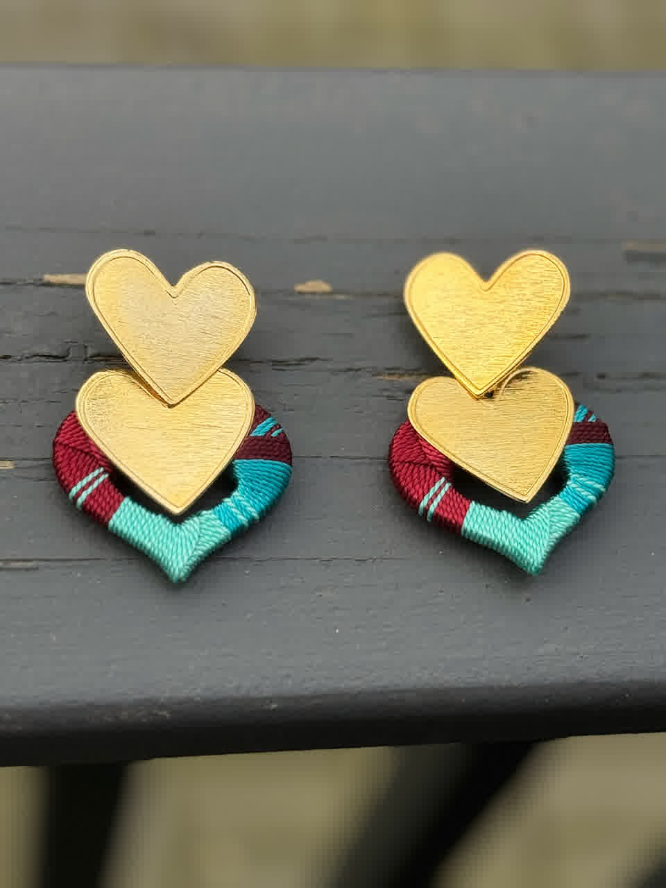 Aretes Caribe Cascada Corazon Vino Celeste