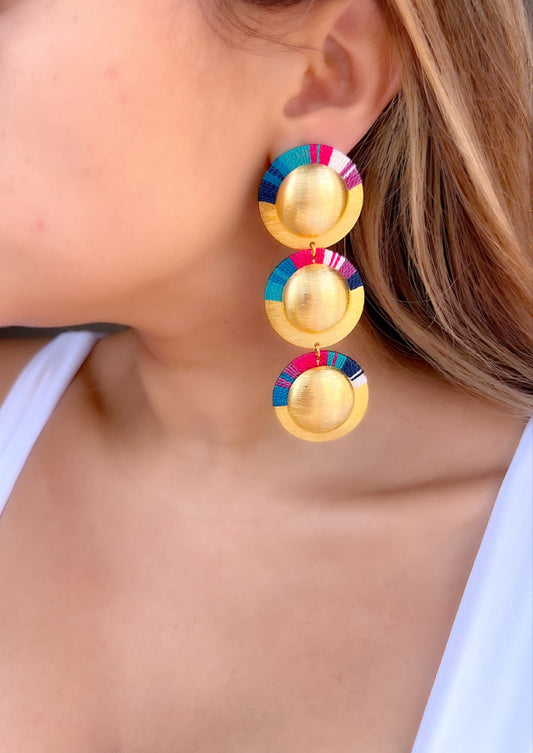 Aretes Amazonia Cascada Maxi Azul Radiante - Sara´s accesorios
