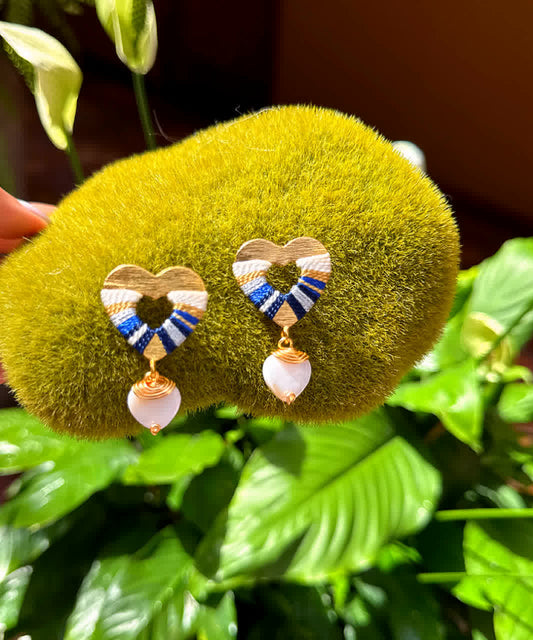 Aretes Corazón Nácar Nauty Blue