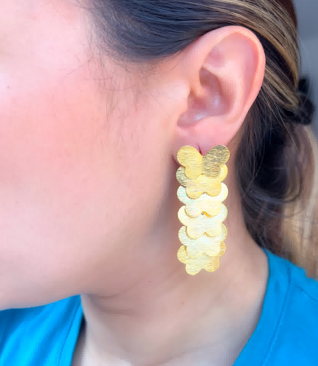 Aretes Dorado Cascada Mariposas