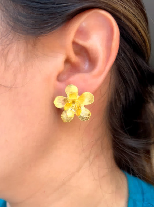 Aretes Dorado Doble Flor