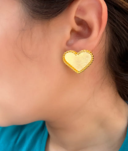 Aretes Dorado Corazon Trenzado