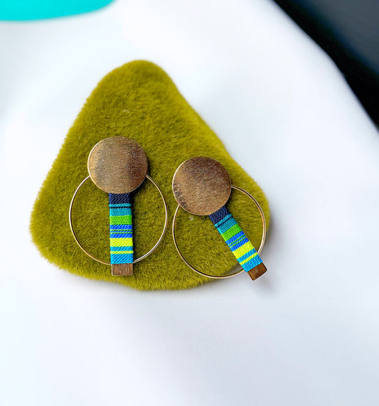 Aretes Amazonia Manaca verdes y azules