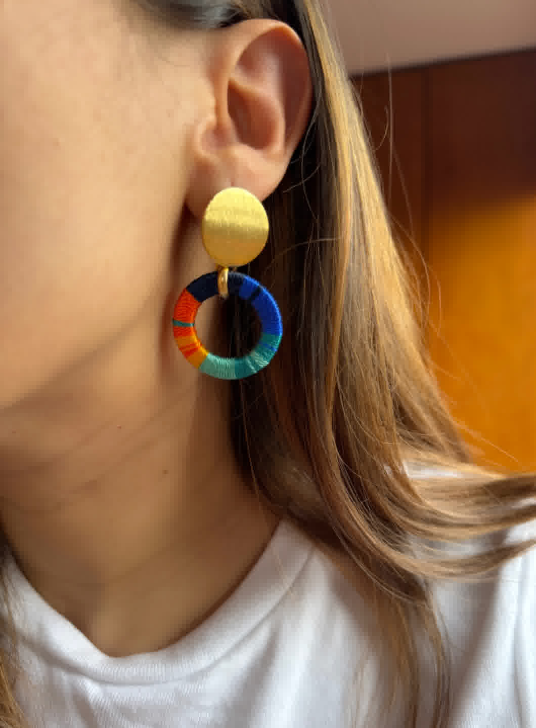Aretes Origen Nuqui Azul Naranja